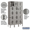Salsbury Industries 5 Tier Box Vented Locker, 36"Wx66"Hx12"D, 15 Door, Gray, Unassembled 75352GY-U